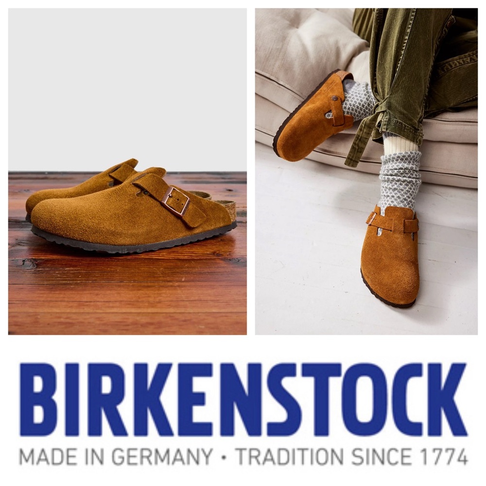 NWT Authentic Birkenstock Boston Suede Soft Footbed Clog in Mink